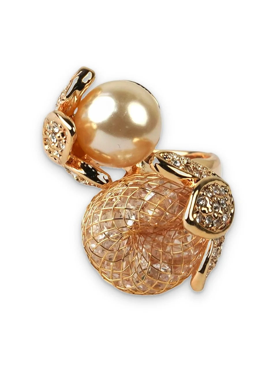 Кольцо бижутерия с кристаллом, позолота 18K, фото 7