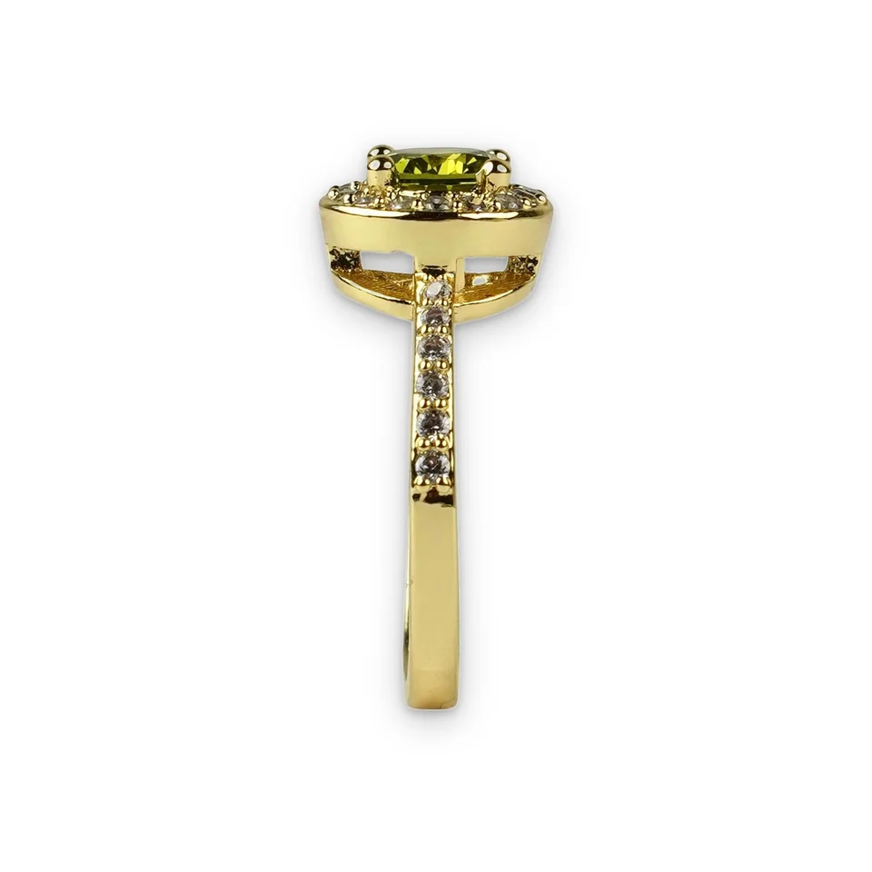 Кольцо бижутерия с фианитом, позолота 18K желтого цвета, фото 6