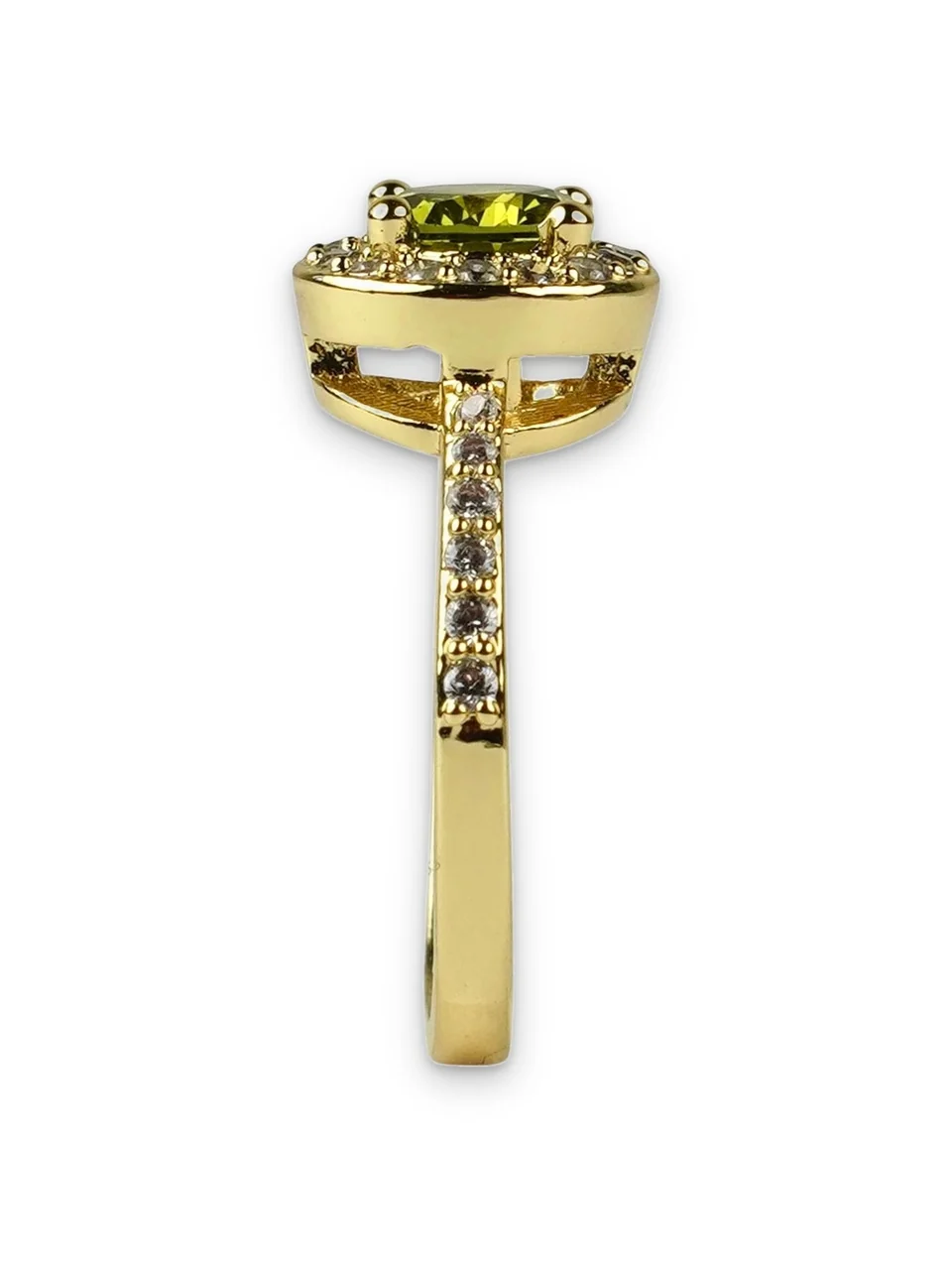 Кольцо бижутерия с фианитом, позолота 18K желтого цвета, фото 7