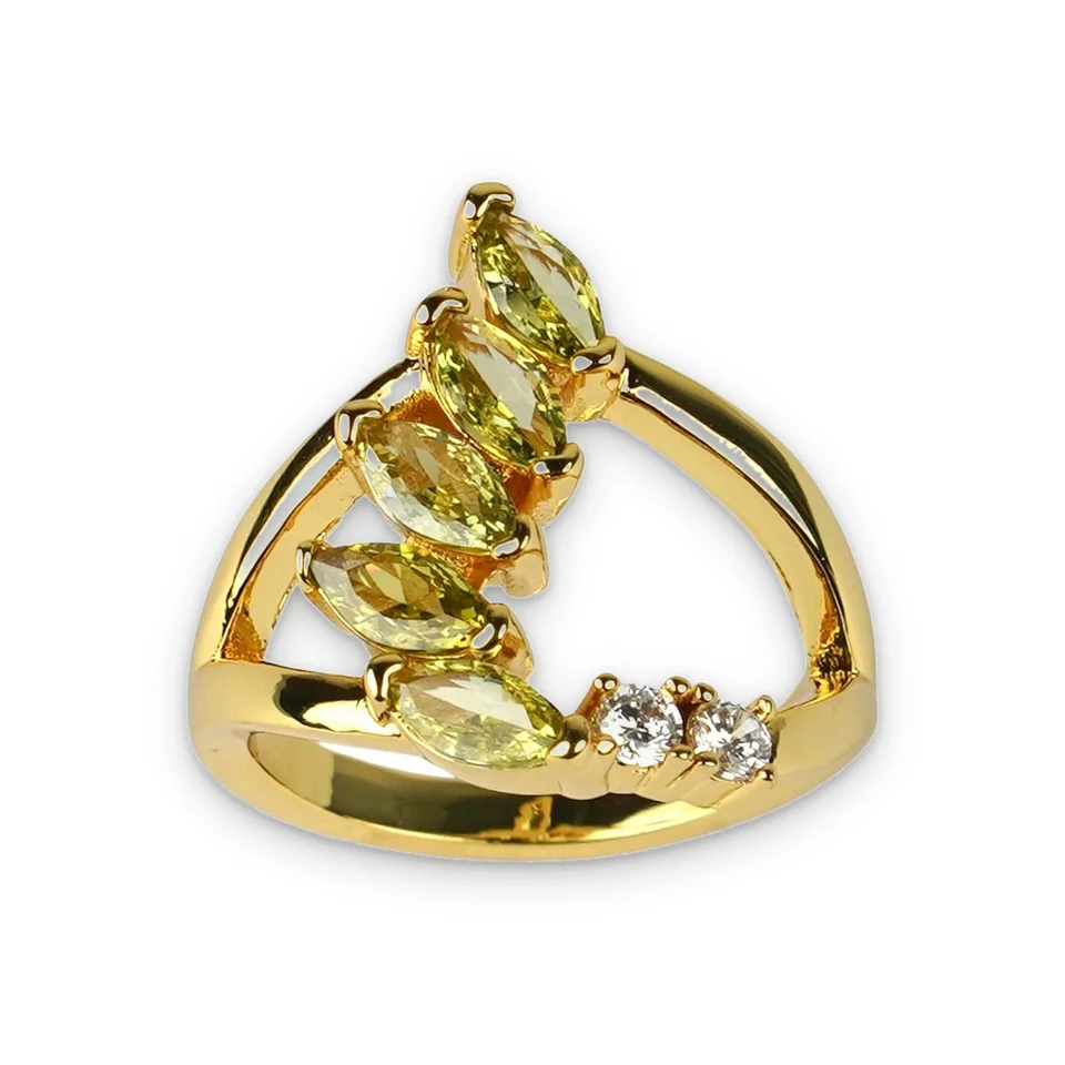 Кольцо бижутерия с фианитом, позолота 18K желтого цвета, фото 4