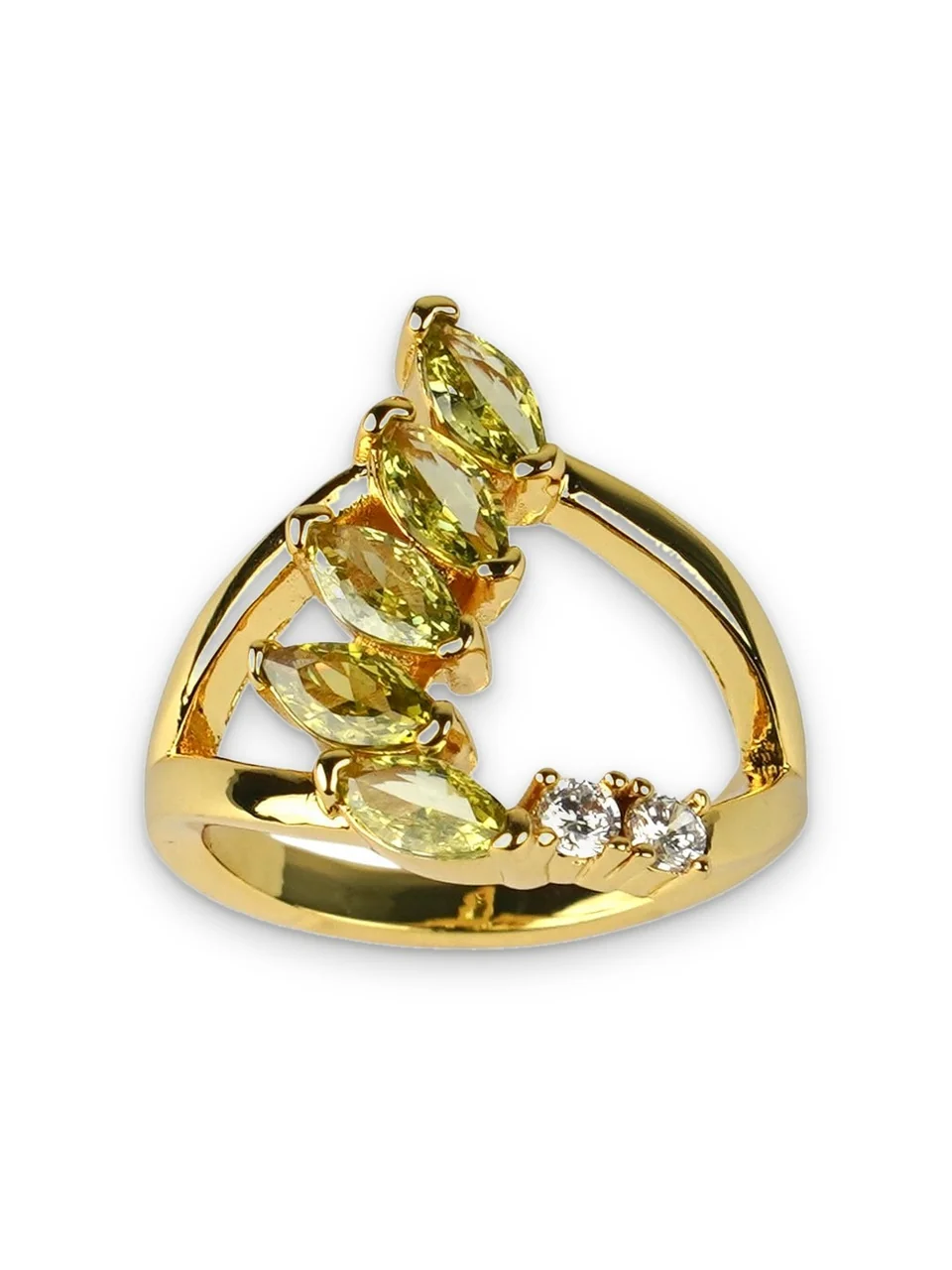 Кольцо бижутерия с фианитом, позолота 18K желтого цвета, фото 5