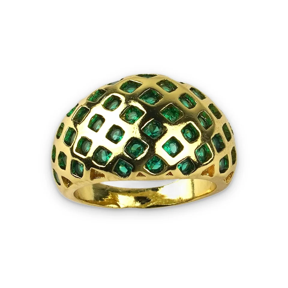 Кольцо бижутерия с фианитом, позолота 18K, фото 4
