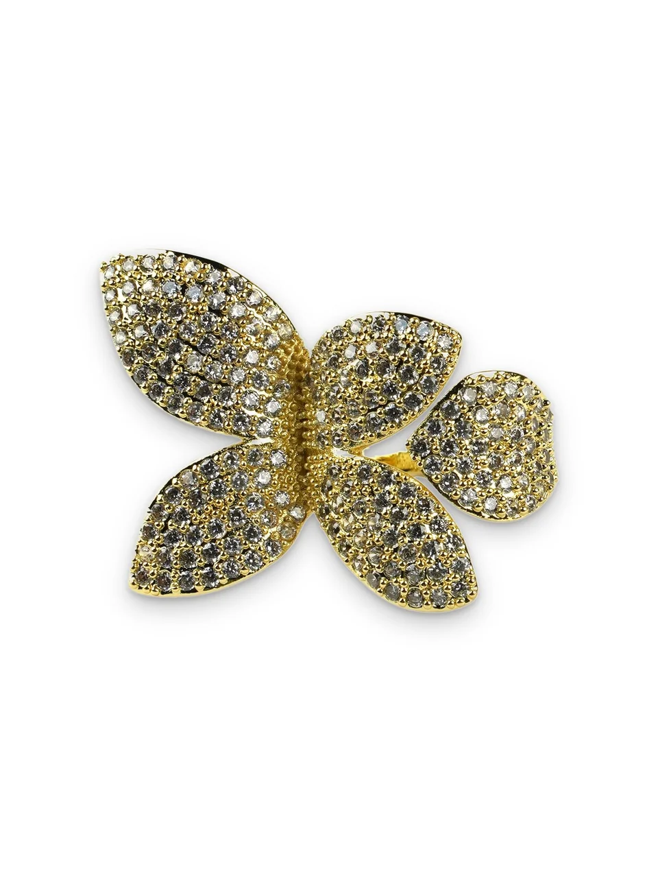 Кольцо бижутерия с фианитом, позолота 18K, фото 5