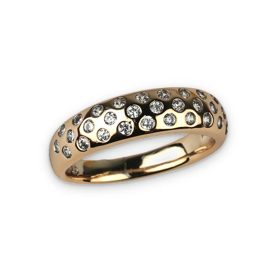 Кольцо бижутерия с фианитом, позолота 18K, фото 4