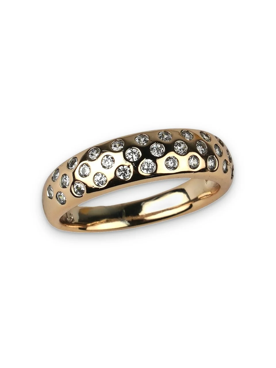 Кольцо бижутерия с фианитом, позолота 18K, фото 5