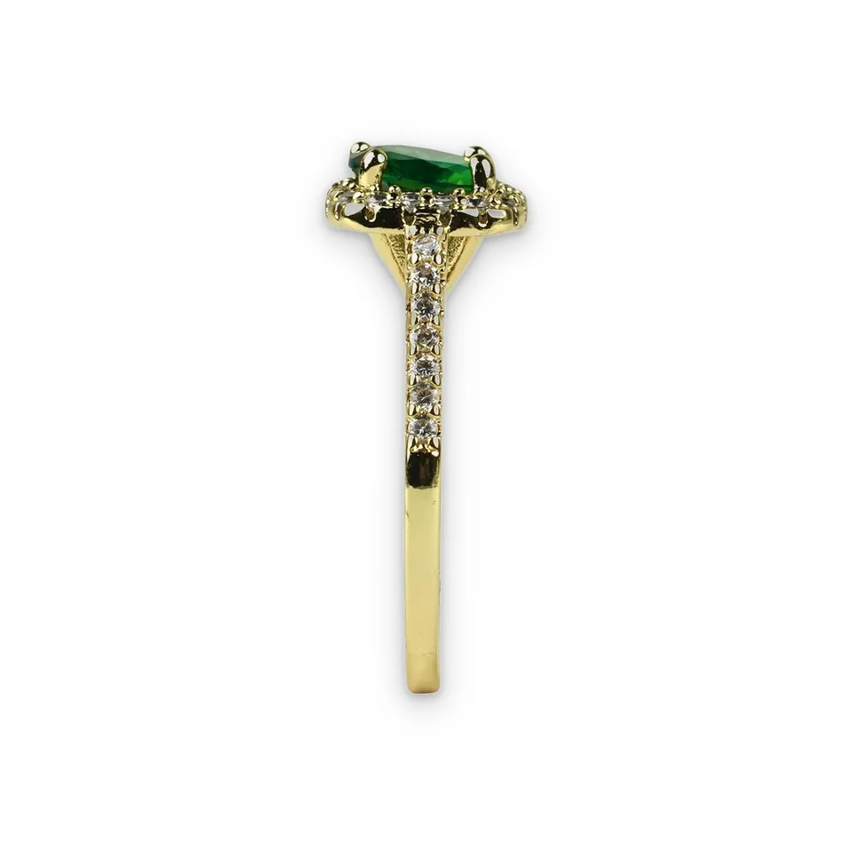 Кольцо бижутерия с фианитом, позолота 18K, фото 7