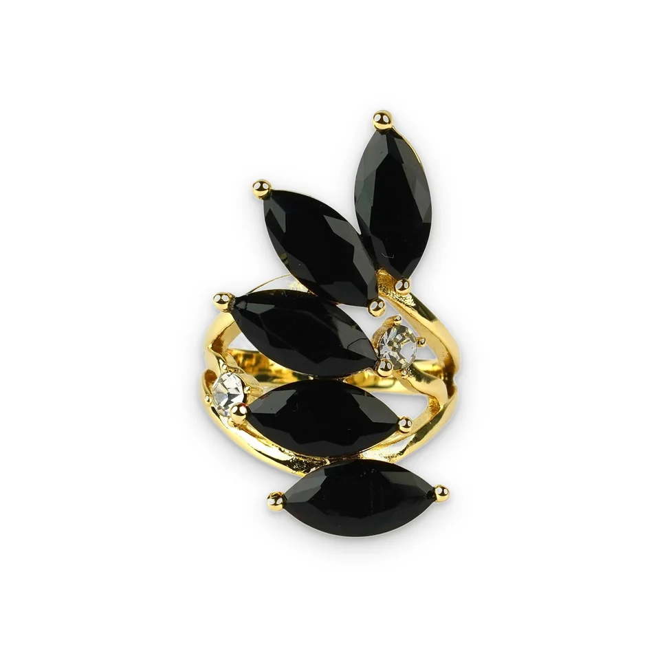 Кольцо бижутерия с фианитом, позолота 18K, фото 4
