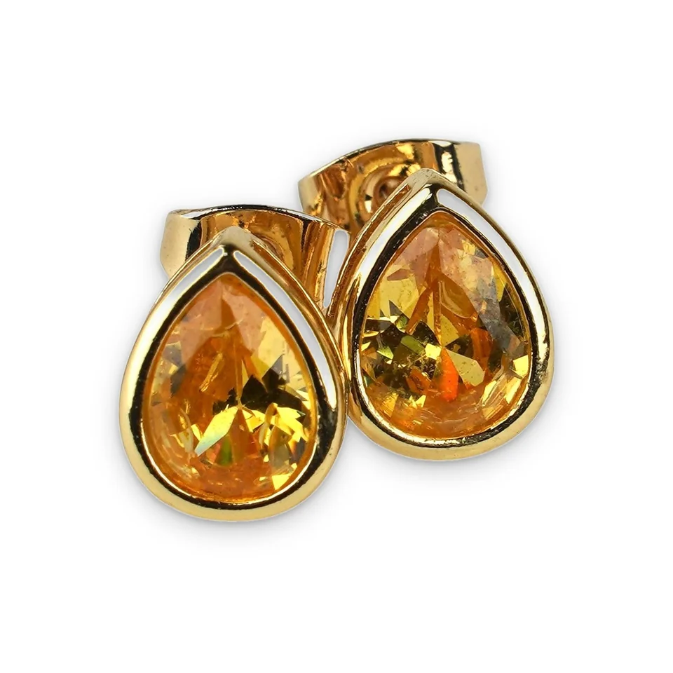 Серьги бижутерия с фианитом, позолота 750 пробы, фото 4