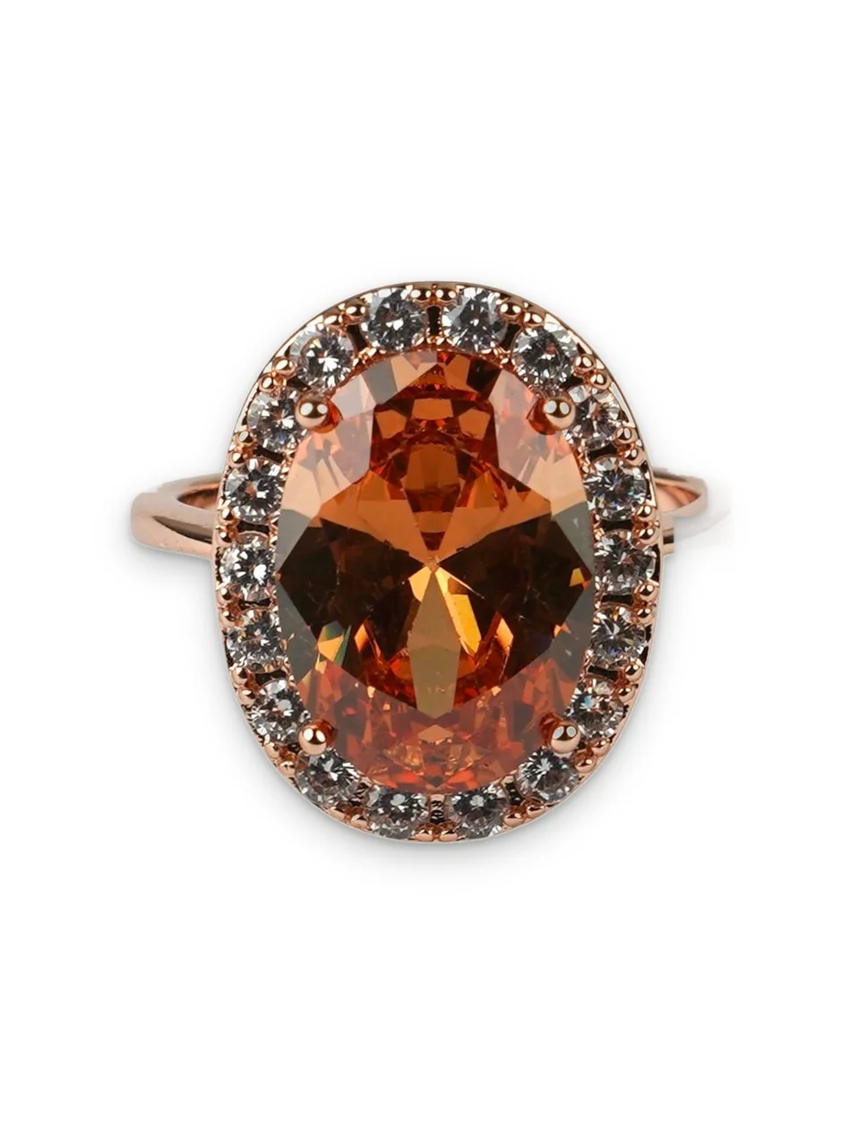 Кольцо бижутерия с фианитом, позолота 18K розового цвета, фото 5
