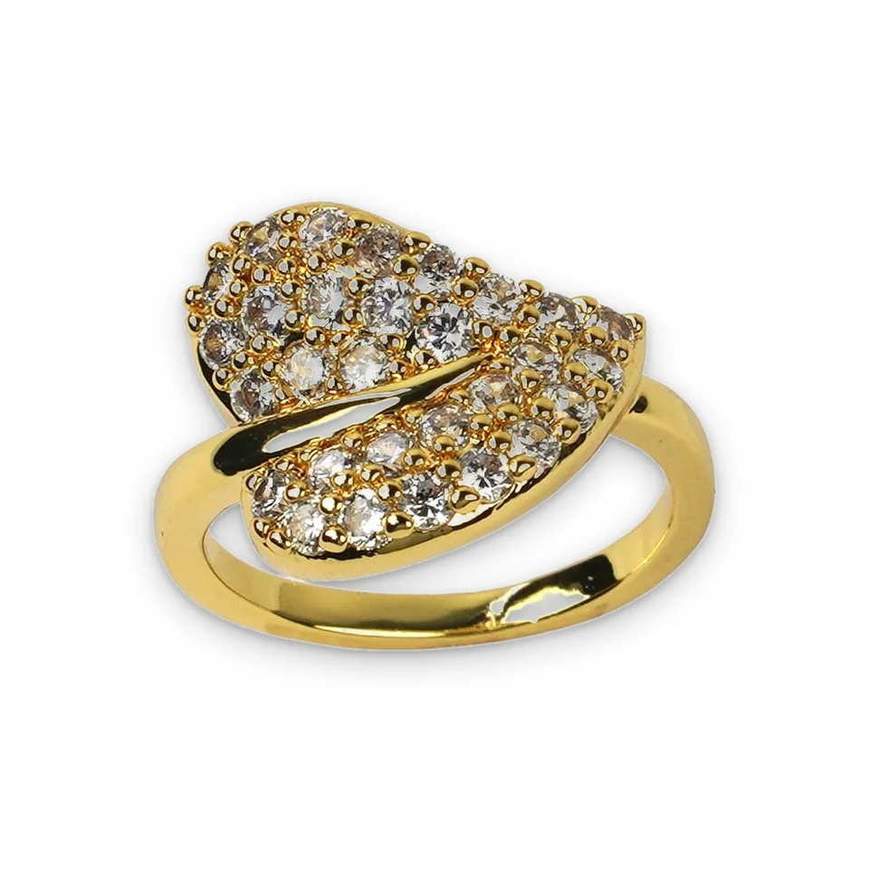 Кольцо бижутерия с фианитом, позолота 18K, фото 4