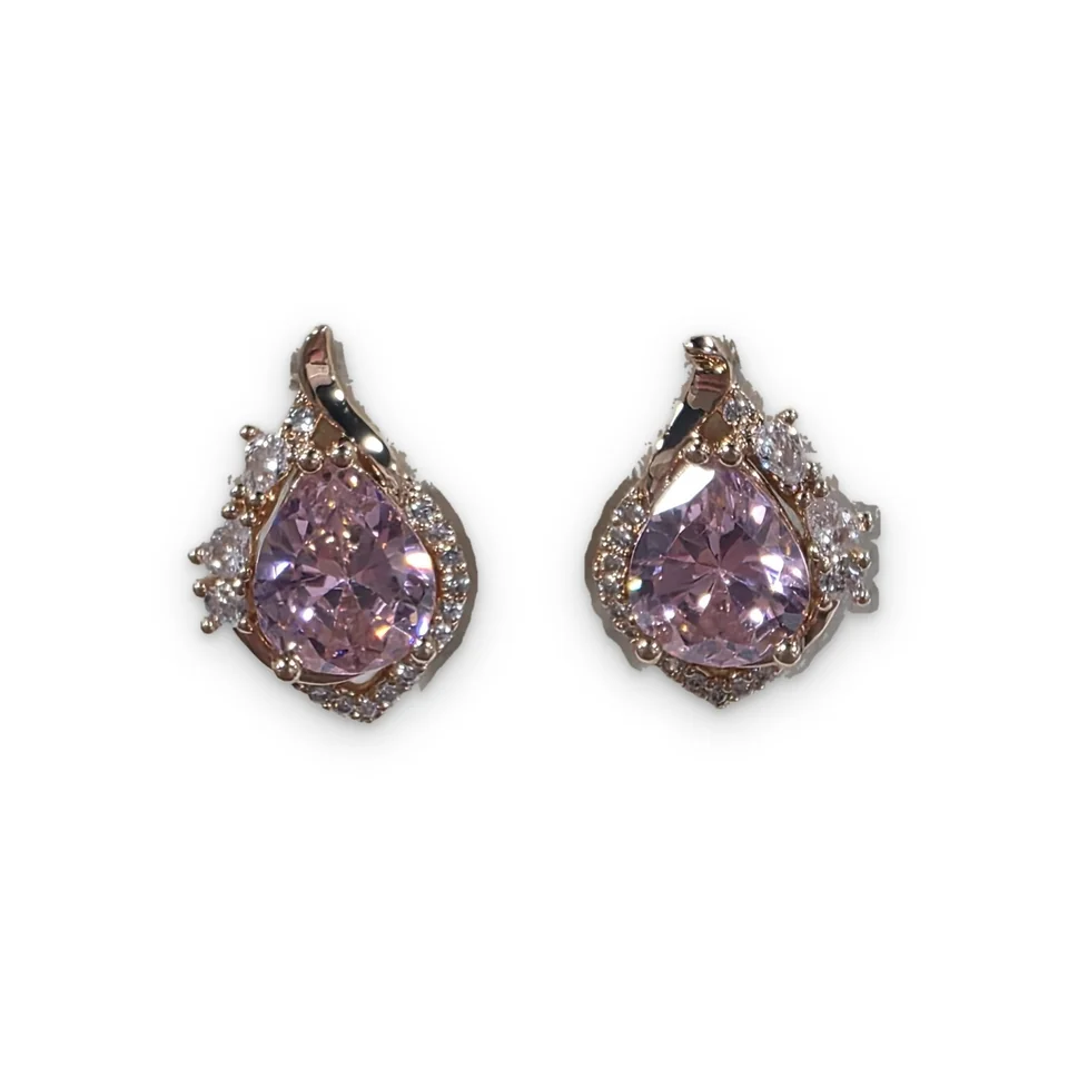Серьги розовая позолота 18 карат, бижутерия, фото 2