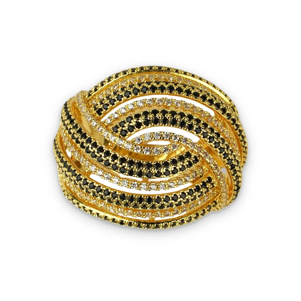 Кольцо бижутерия с фианитом, позолота 18K, фото 10