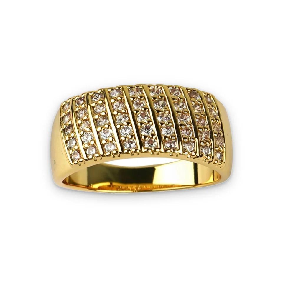 Кольцо бижутерия с фианитом, позолота 18K, фото 10