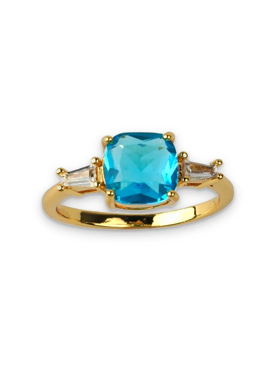 Кольцо бижутерия с фианитом, позолота 18K желтого цвета, фото 5