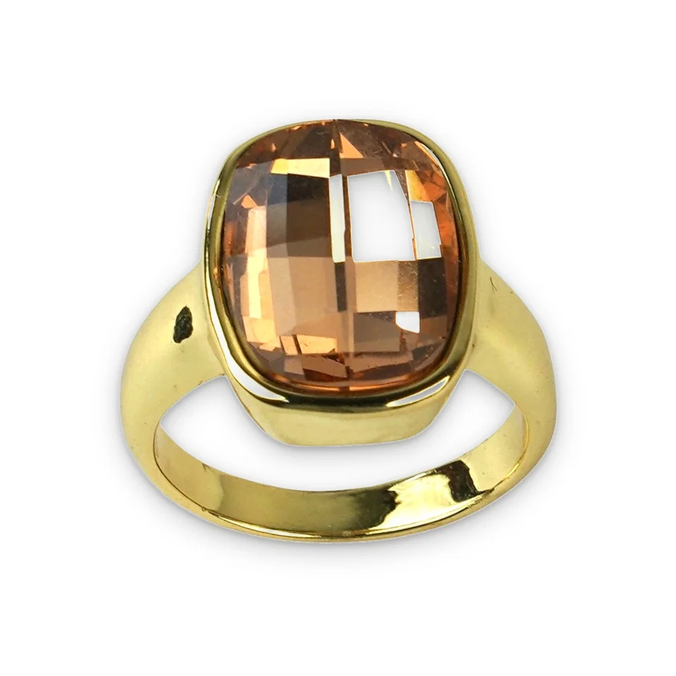 Кольцо бижутерия с кристаллом, позолота 18K желтого цвета, фото 7