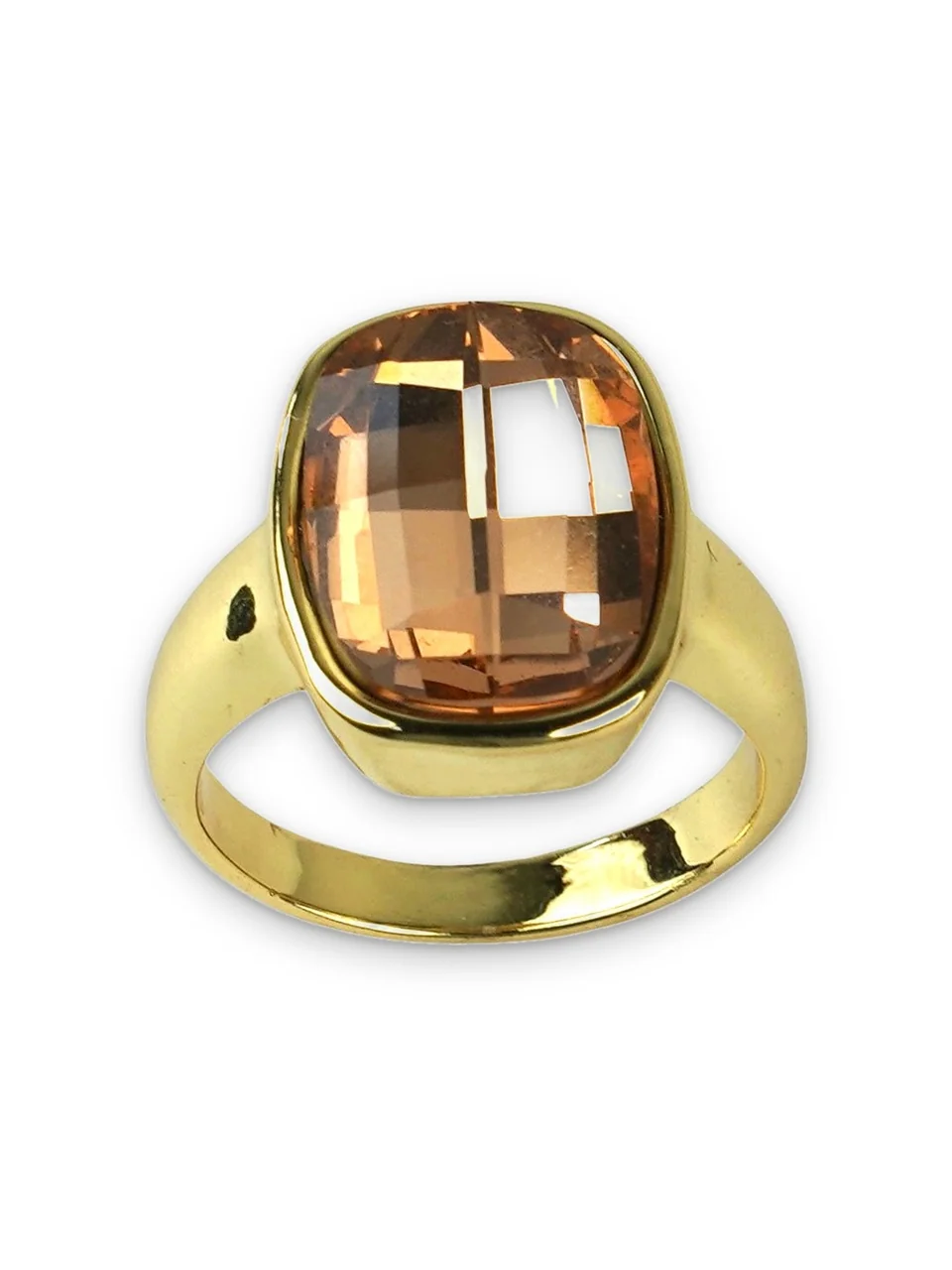 Кольцо бижутерия с кристаллом, позолота 18K желтого цвета, фото 8
