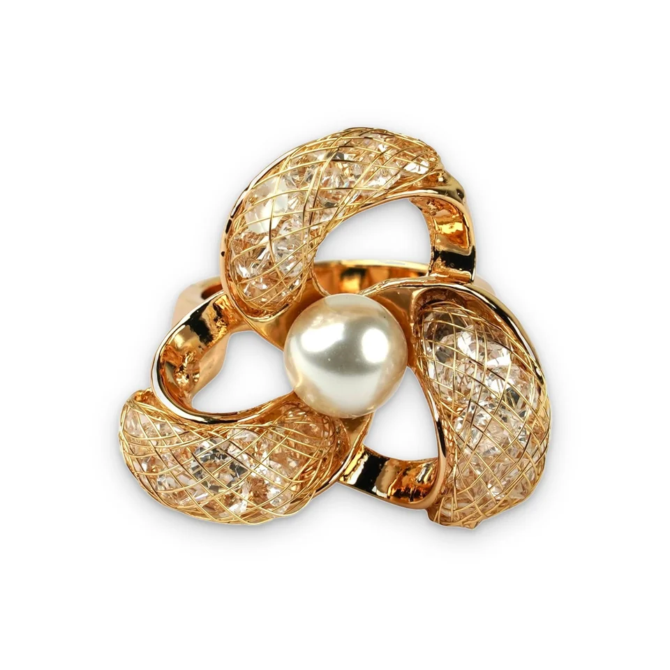 Кольцо бижутерия с кристаллом, позолота 18K, фото 10