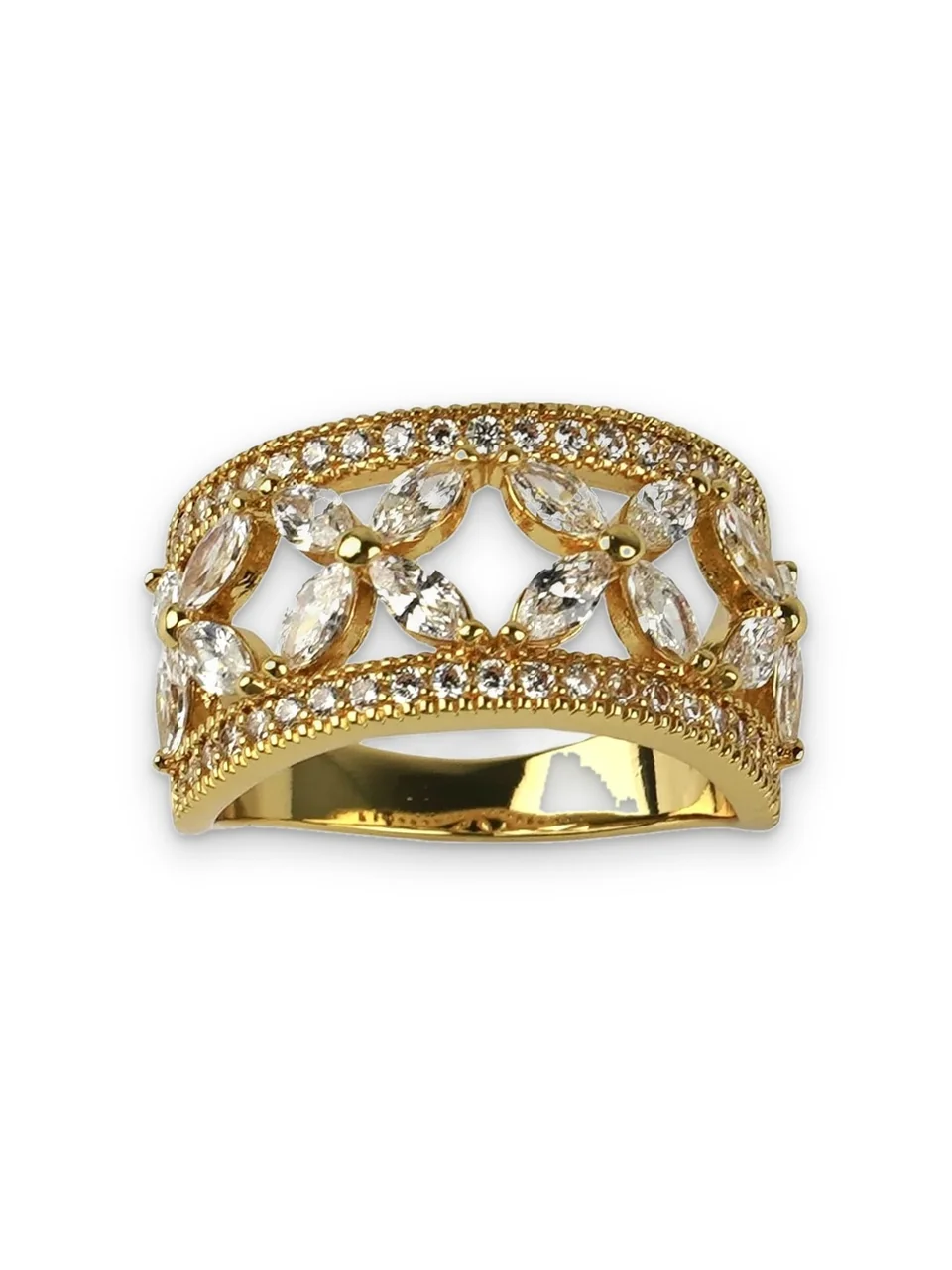 Кольцо бижутерия с фианитом, позолота 18K, фото 11