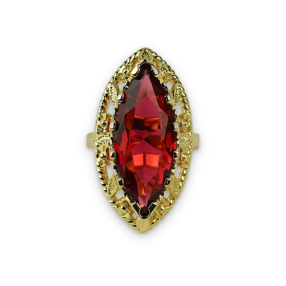 Кольцо бижутерия с кристаллом, позолота 18K желтого цвета, фото 7