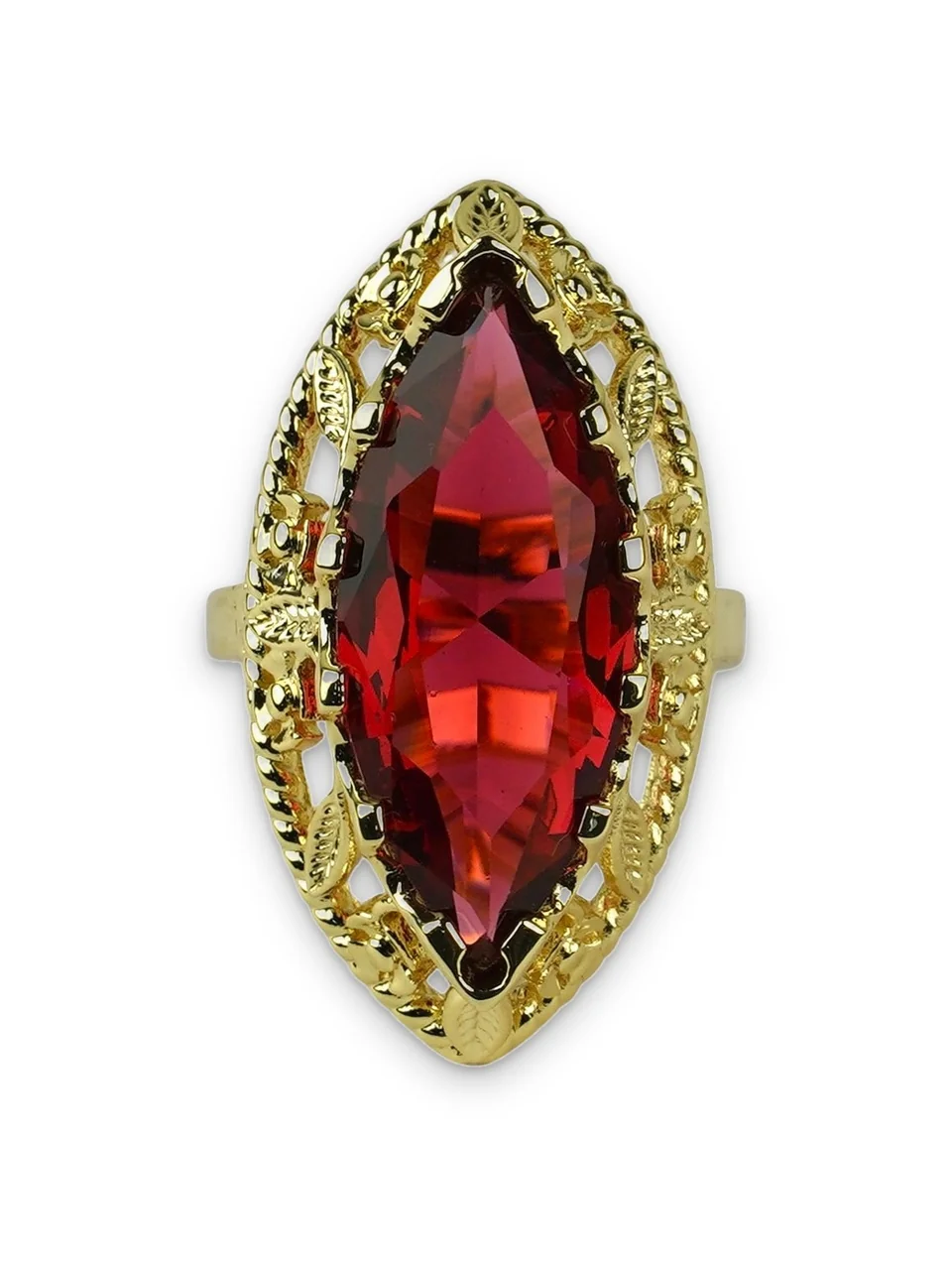Кольцо бижутерия с кристаллом, позолота 18K желтого цвета, фото 8