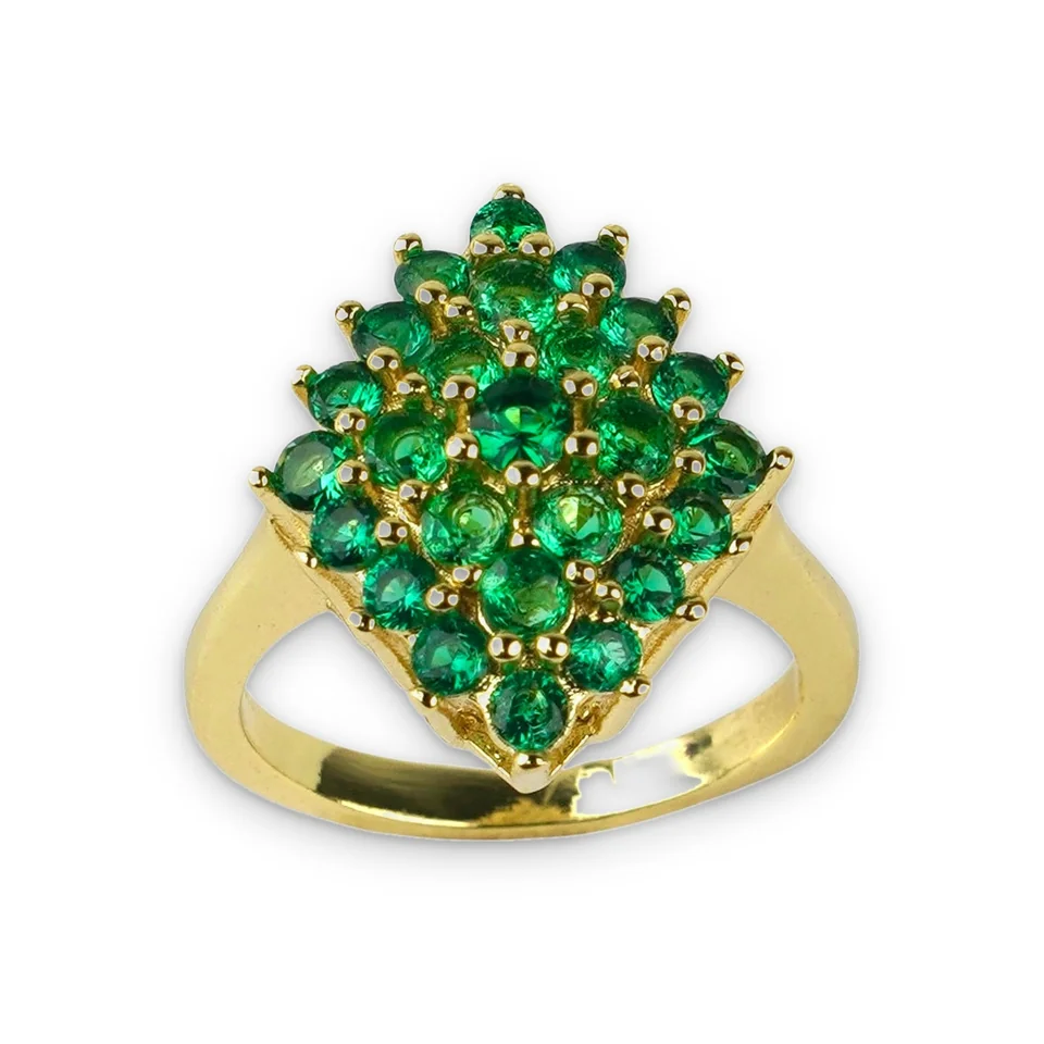 Кольцо бижутерия с фианитом, позолота 18K желтое золото, фото 4
