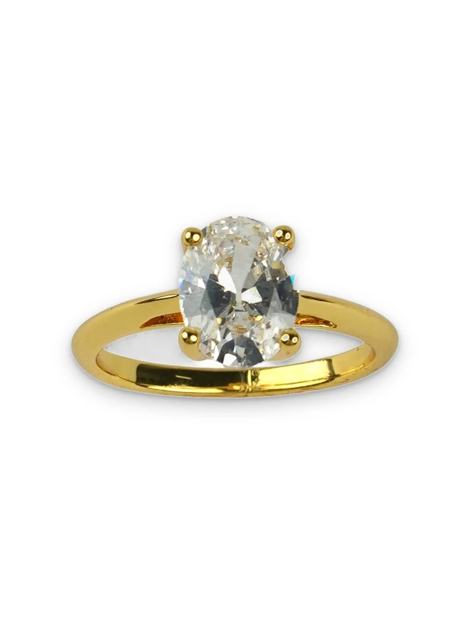 Кольцо бижутерия с фианитом, позолота 18K, фото 5