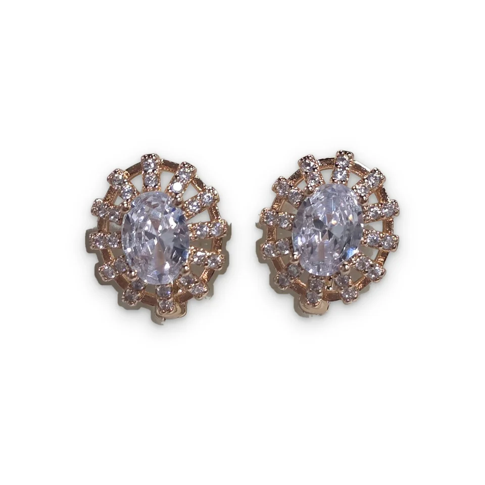 Серьги розовая позолота 18 карат, бижутерия, фото 5