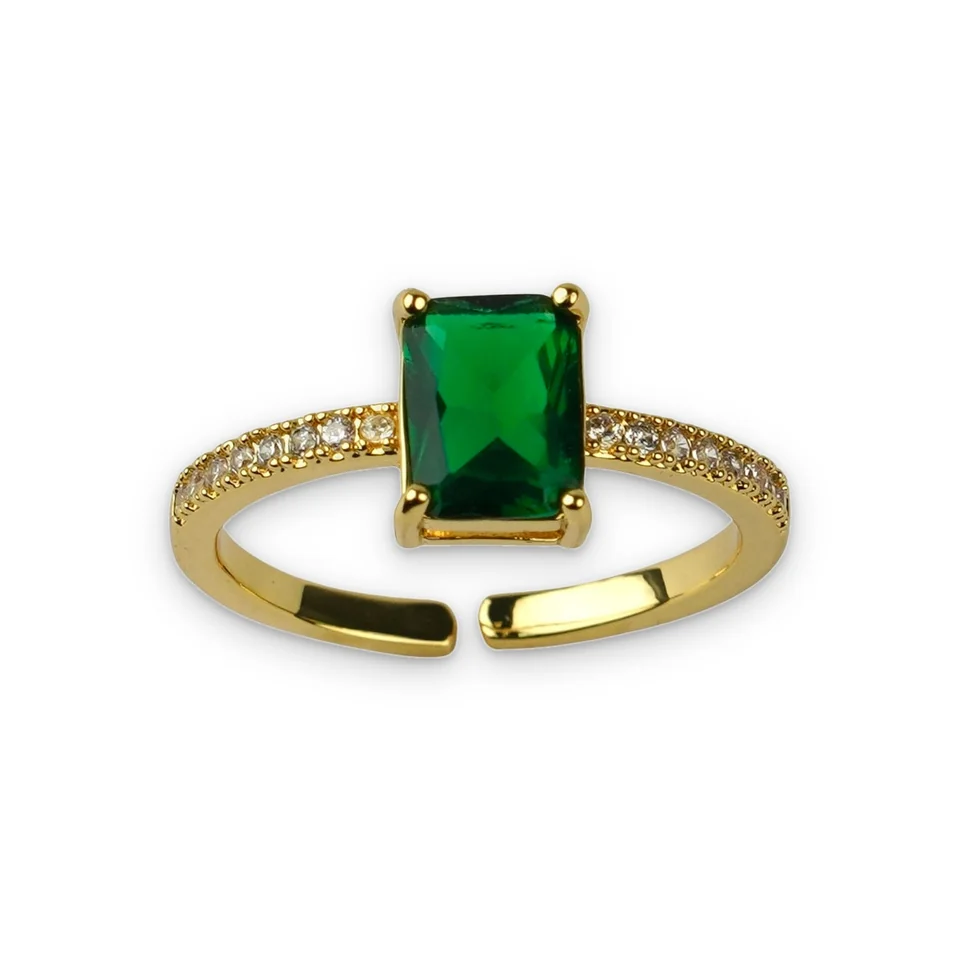Кольцо бижутерия с фианитом, позолота желтым золотом 18K, фото 5