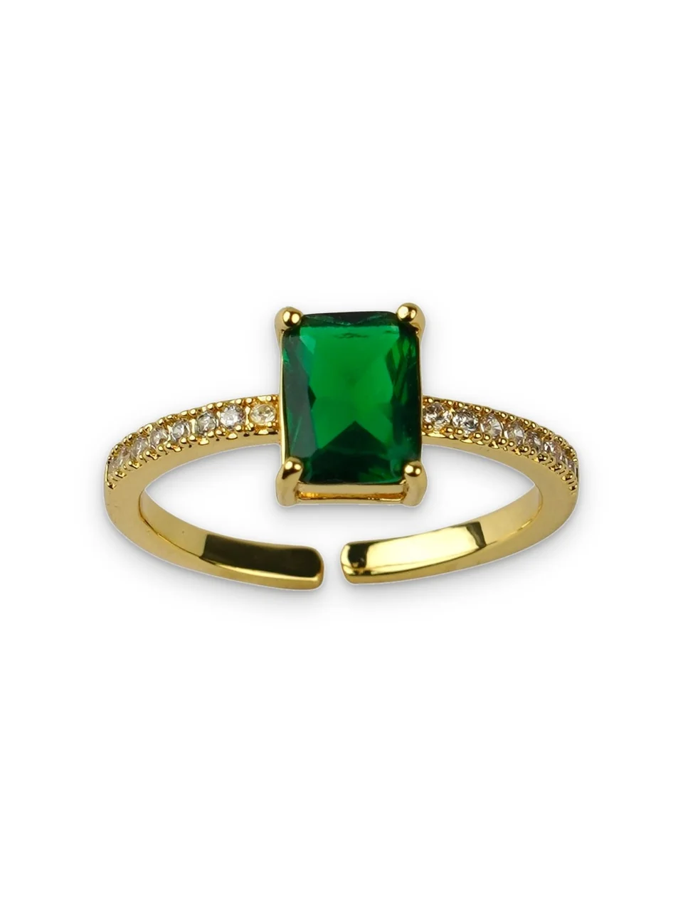 Кольцо бижутерия с фианитом, позолота желтым золотом 18K, фото 6