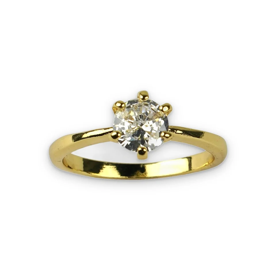 Кольцо бижутерия с фианитом, позолота 18K, фото 2