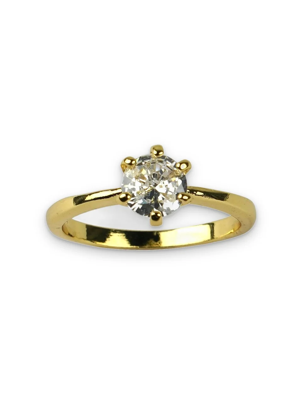 Кольцо бижутерия с фианитом, позолота 18K, фото 3