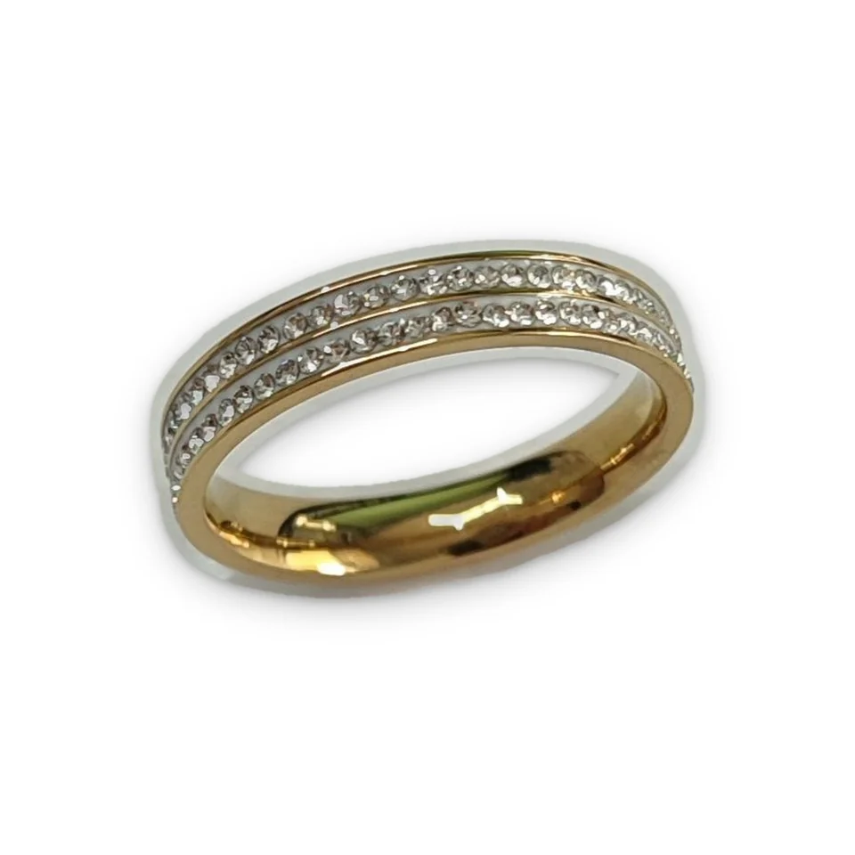 Кольцо бижутерия с фианитом, позолота 18K, фото 3