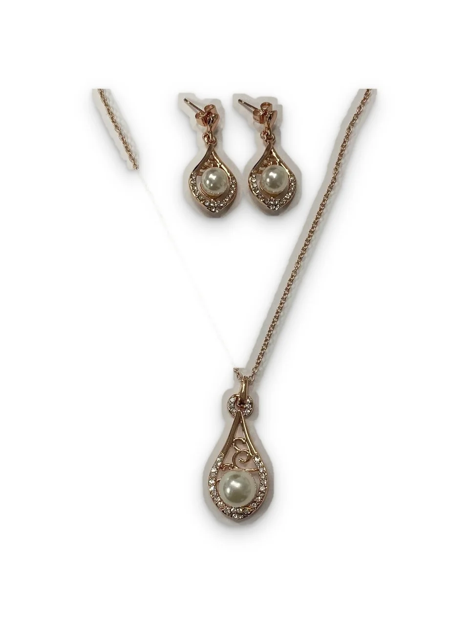 Набор бижутерия с кристаллом, позолота 18K розового цвета, фото 4