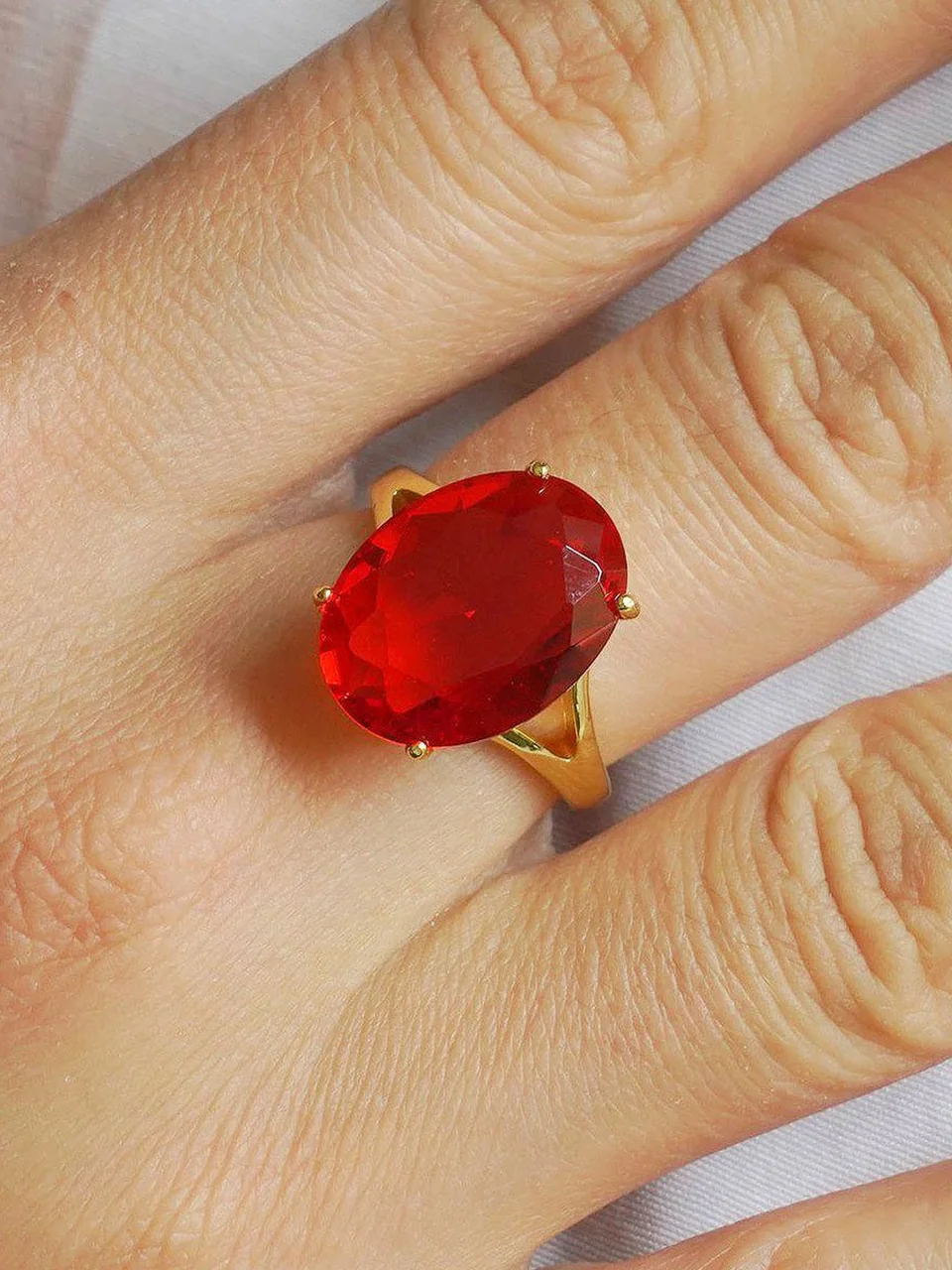 Кольцо бижутерия фианит, позолота 18К желтое, фото 5