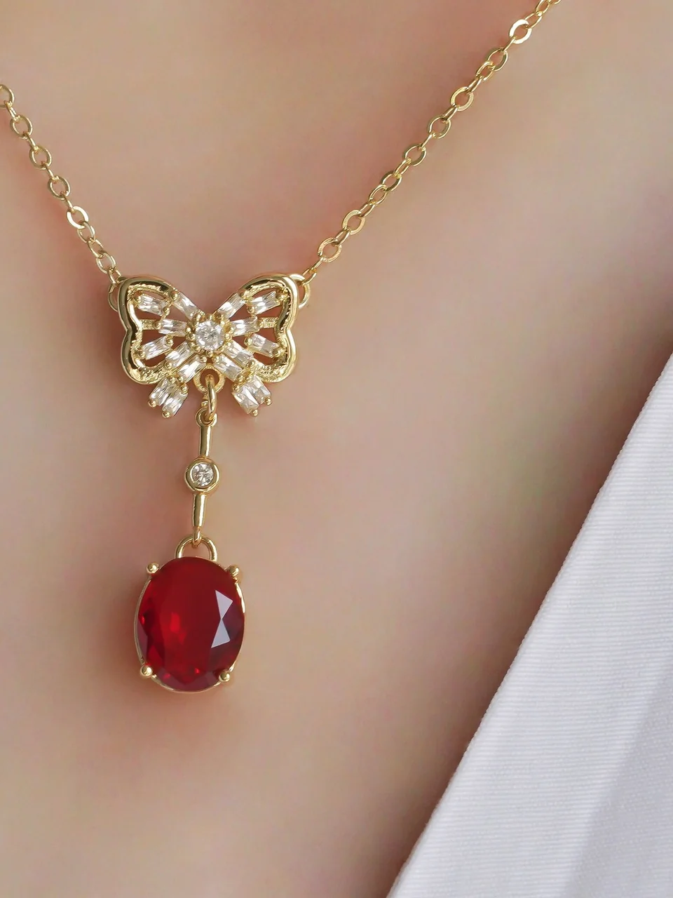 Кулон бижутерия с фианитом, позолота 18K, фото 4