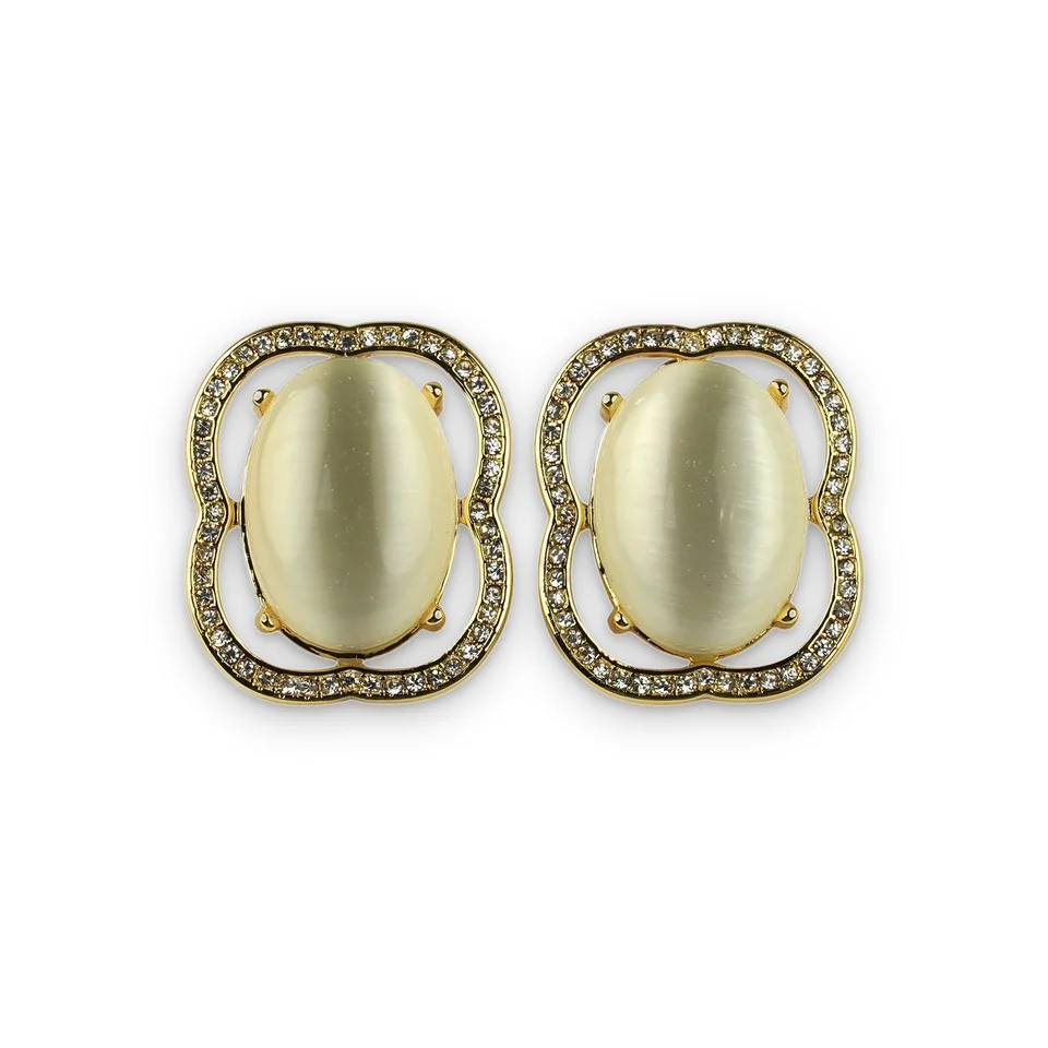 Серьги бижутерия с кристаллом, позолота 18K, фото 4