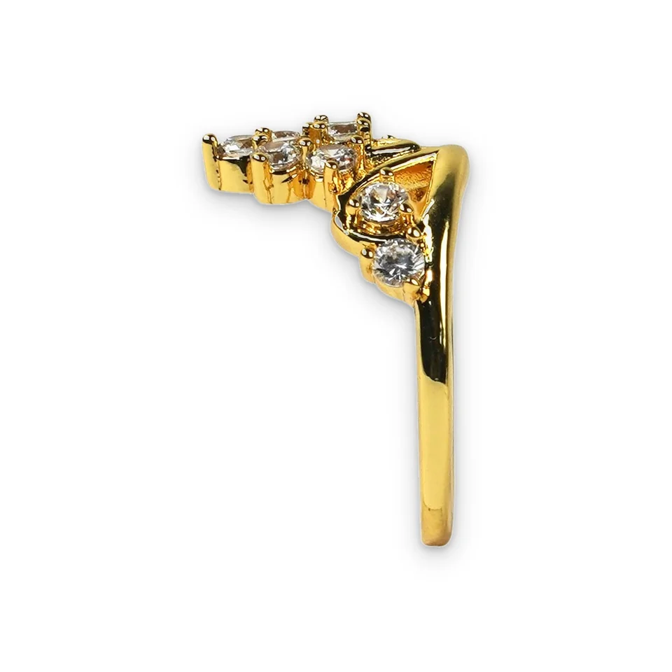 Кольцо бижутерия с фианитом, позолота 18K, фото 4
