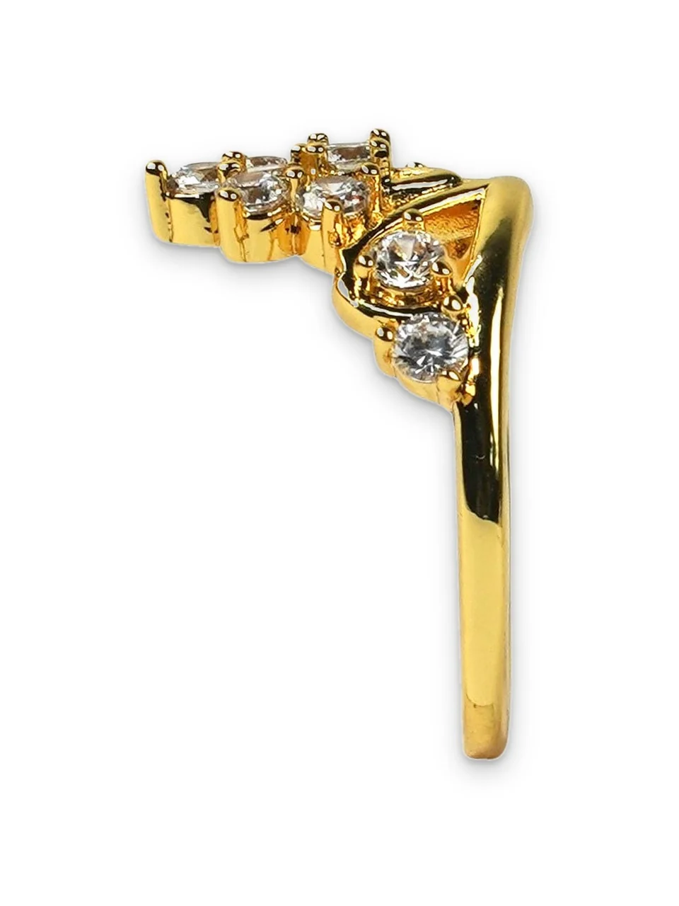 Кольцо бижутерия с фианитом, позолота 18K, фото 5