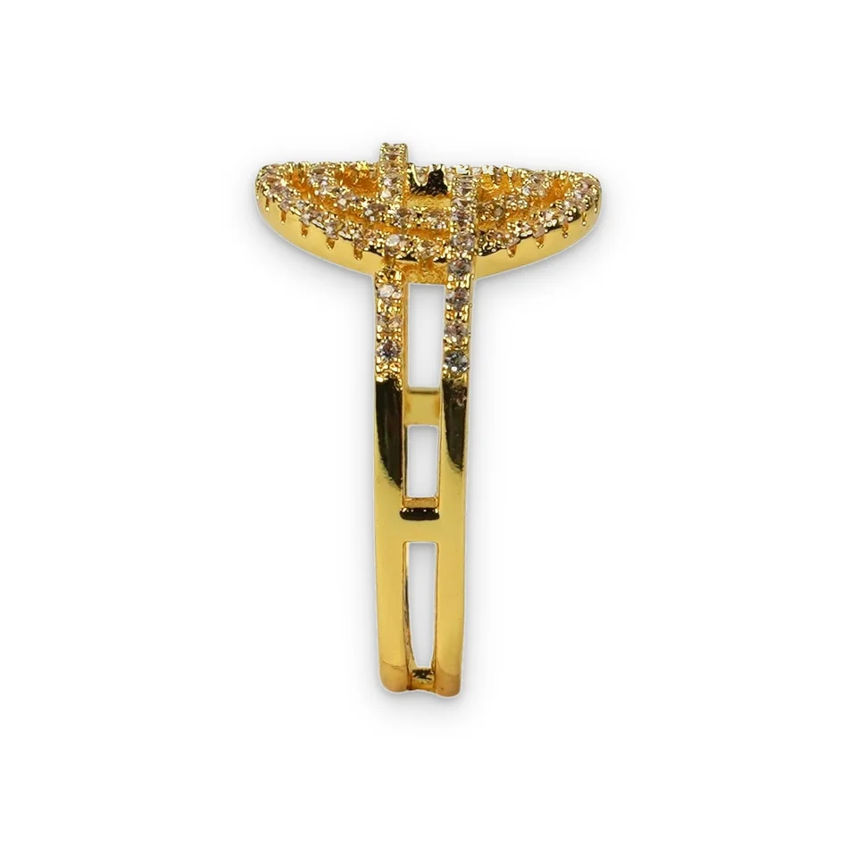 Кольцо бижутерия с фианитом, позолота 18K желтого цвета, фото 9