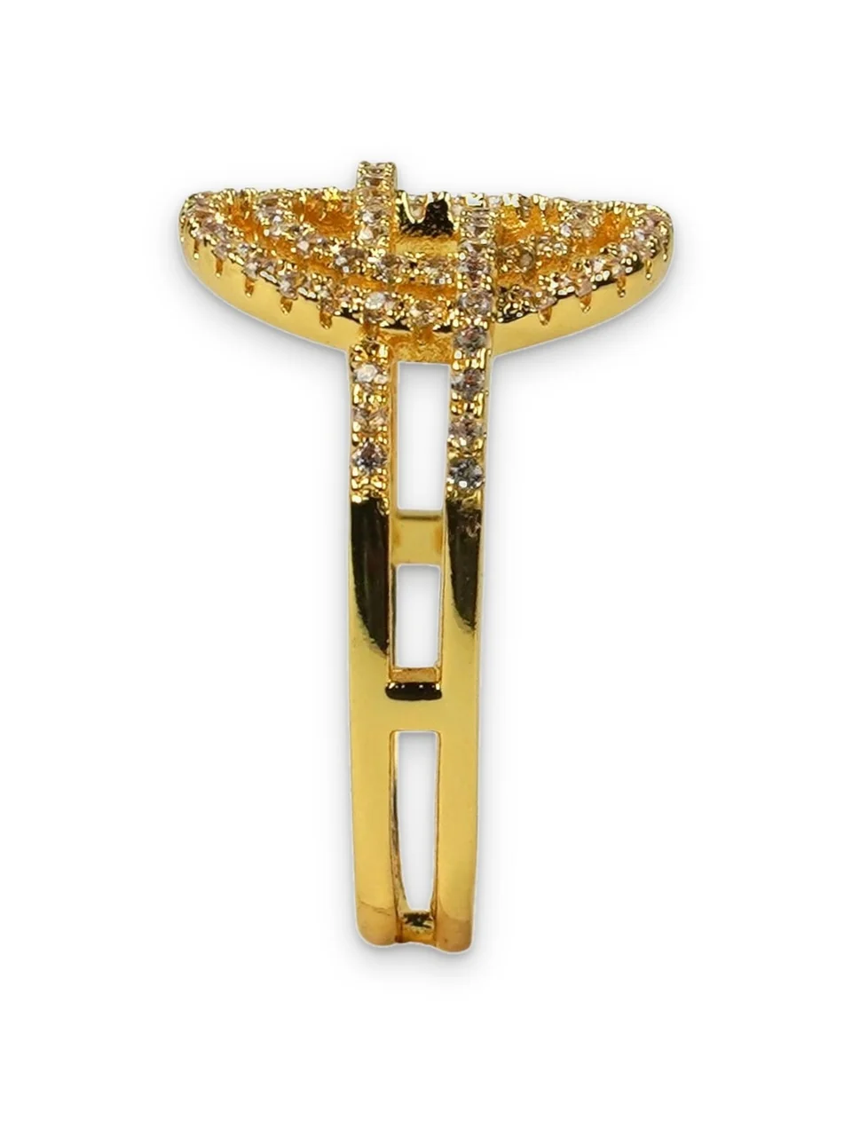 Кольцо бижутерия с фианитом, позолота 18K желтого цвета, фото 10