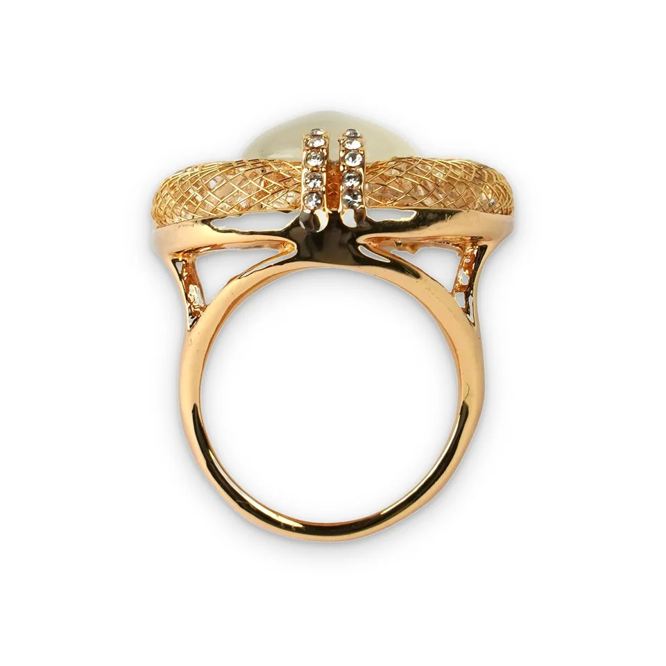 Кольцо бижутерия с кристаллом, позолота 18K, фото 4