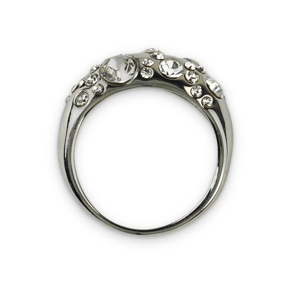 Кольцо бижутерия с кристаллами, белое золото 18K, фото 2