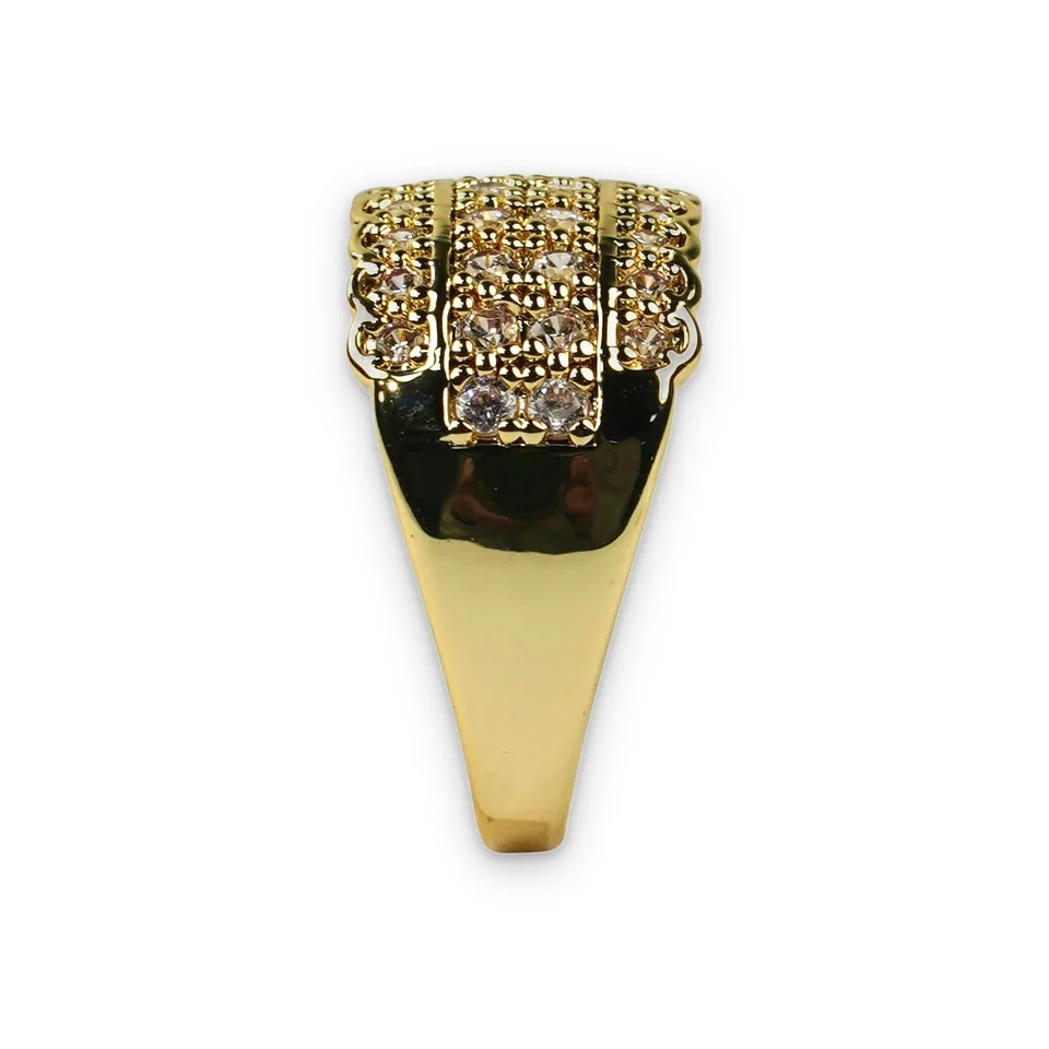 Кольцо бижутерия с фианитом, позолота 18K, фото 4