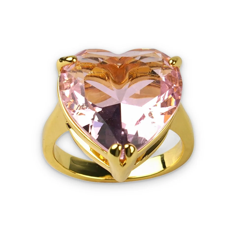 Кольцо бижутерия с фианитом, позолота 18K желтого цвета, фото 4