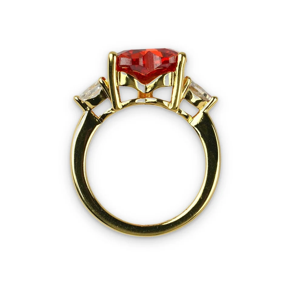 Кольцо бижутерия с фианитом, позолота 18K, фото 4