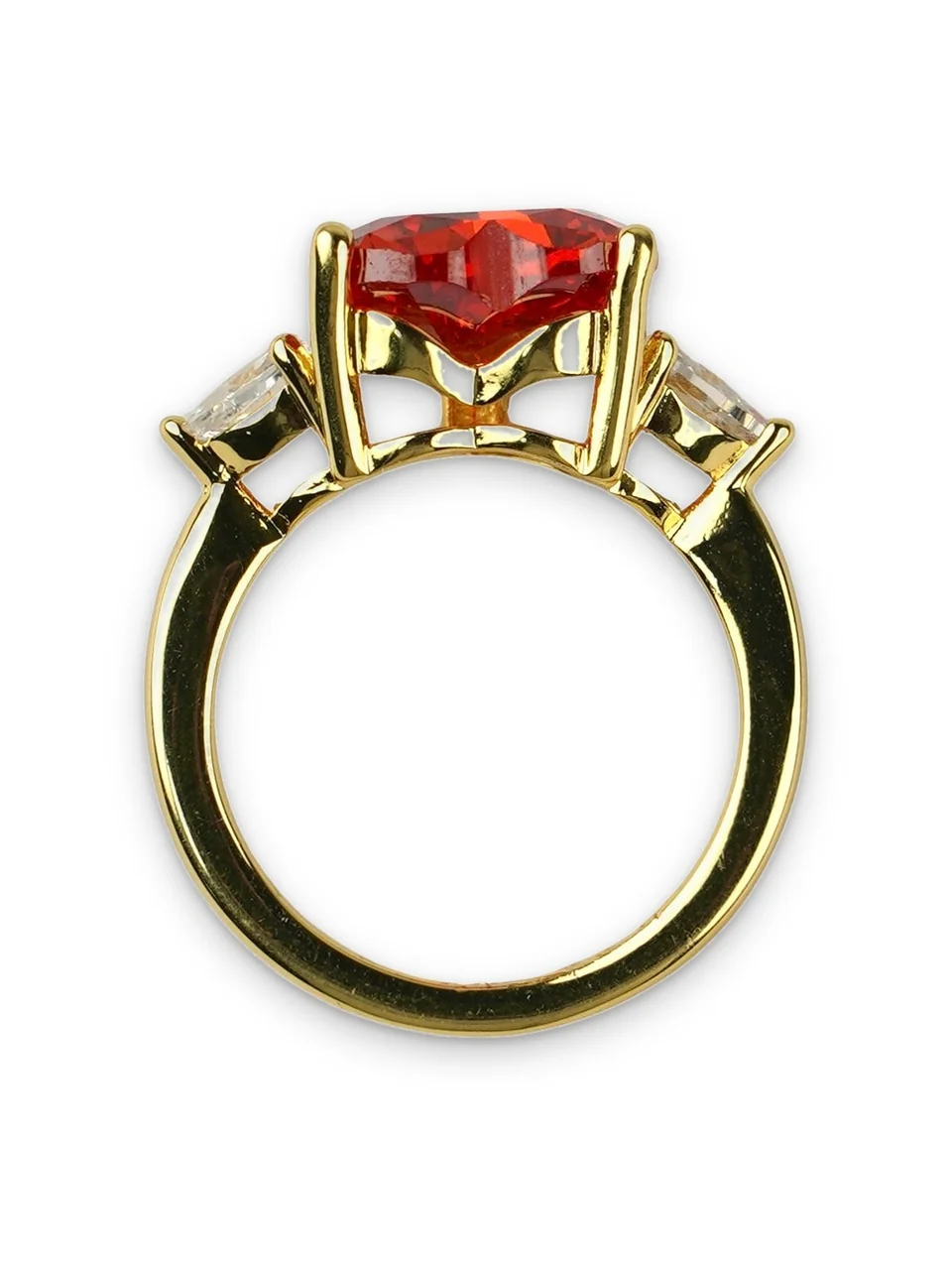 Кольцо бижутерия с фианитом, позолота 18K, фото 5