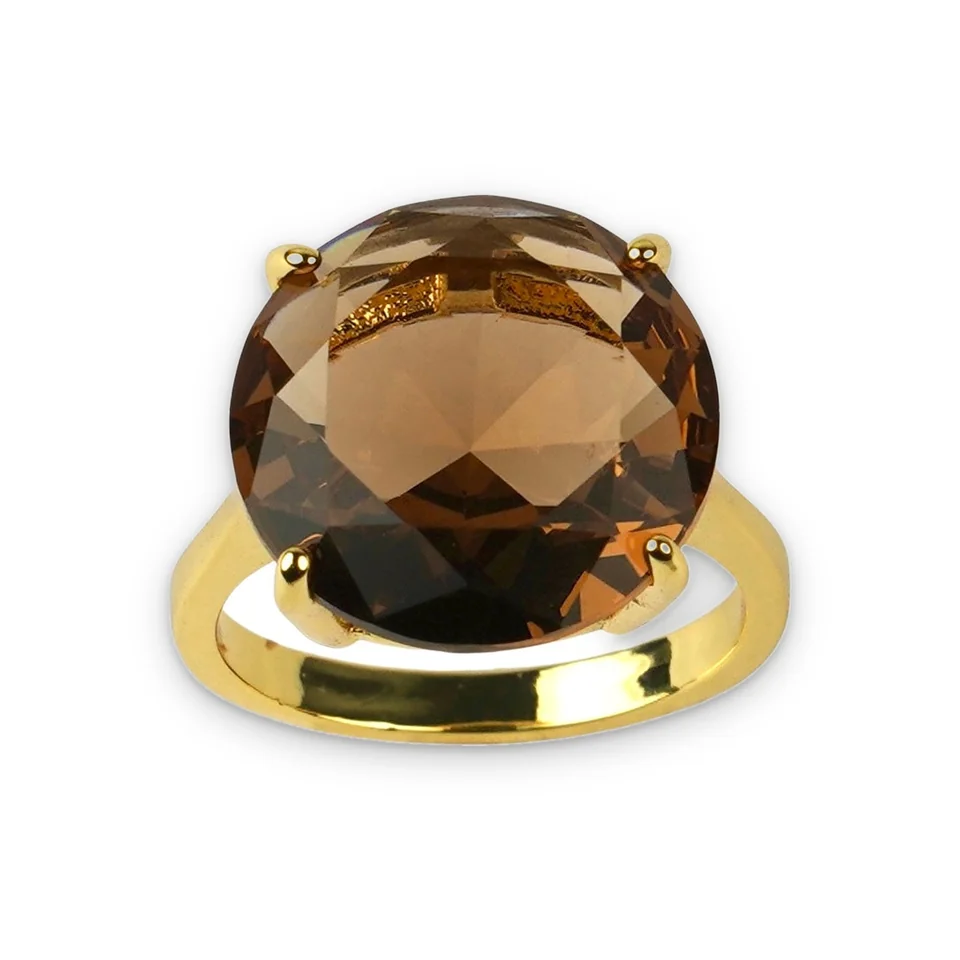 Кольцо бижутерия с фианитом, позолота 18K желтого цвета, фото 6