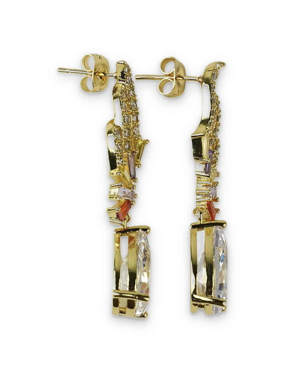 Серьги бижутерия с фианитом, позолота 18K желтого цвета, фото 11