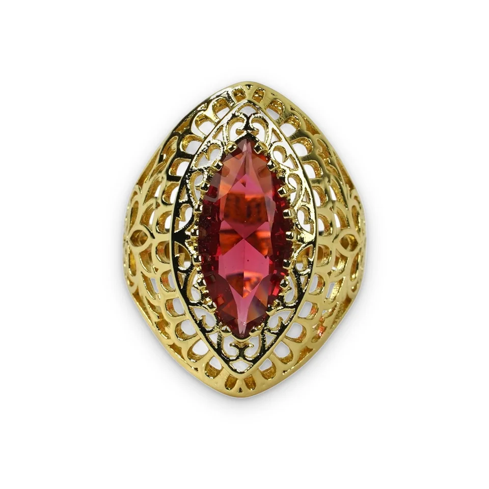 Кольцо бижутерия кристалл позолота 18K желтое, фото 4