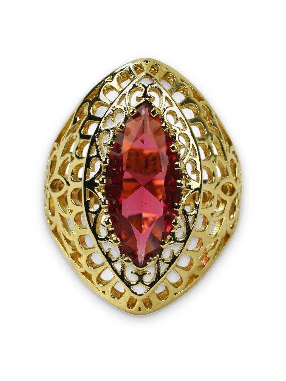 Кольцо бижутерия кристалл позолота 18K желтое, фото 5
